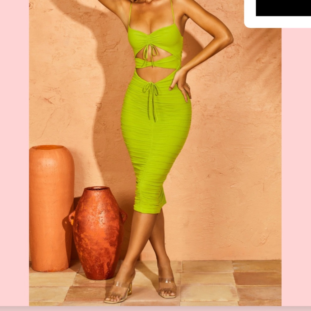 Oh Polly Lime Green Midi Dress